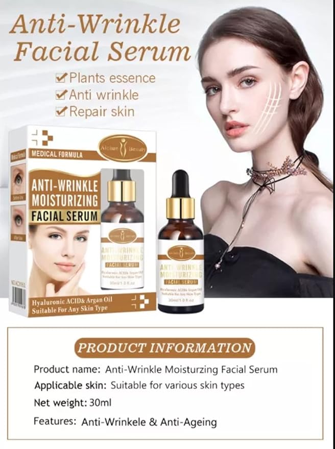 AICHUN BEAUTY Anti-Wrinkle Moisturizing Facial Serum Hyaluronic Acid Argan Oil | Suitable For Any Skin Type | 30ml | 1 Fl.Oz